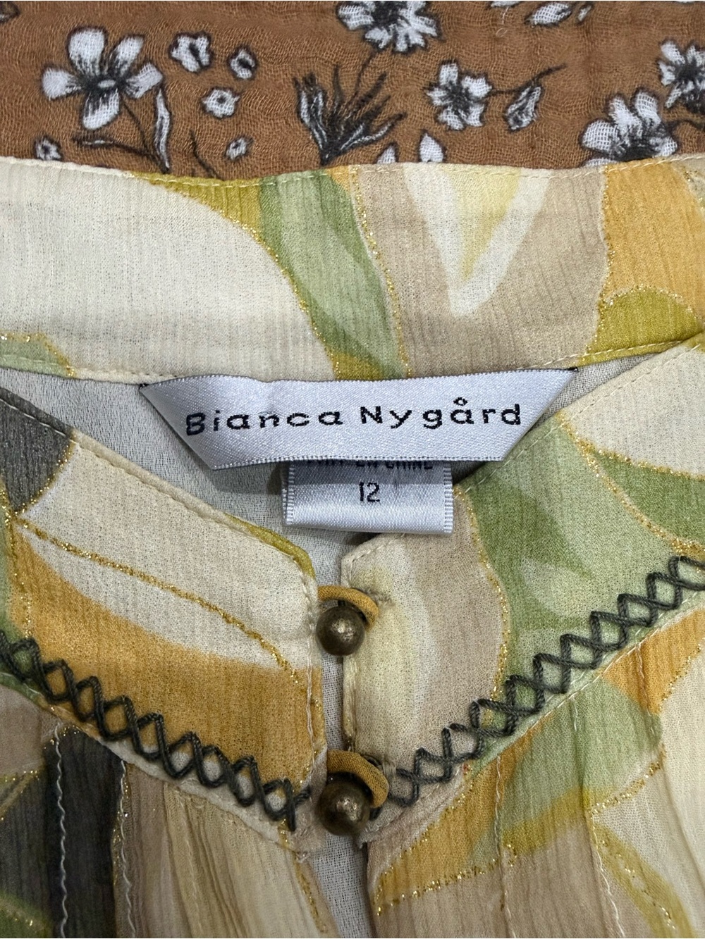 Vintage Silk Earthy Floral Camisole Ruffle Hem Y2K Fairycore Boho Chic Tie-Front - Picture 11 of 12